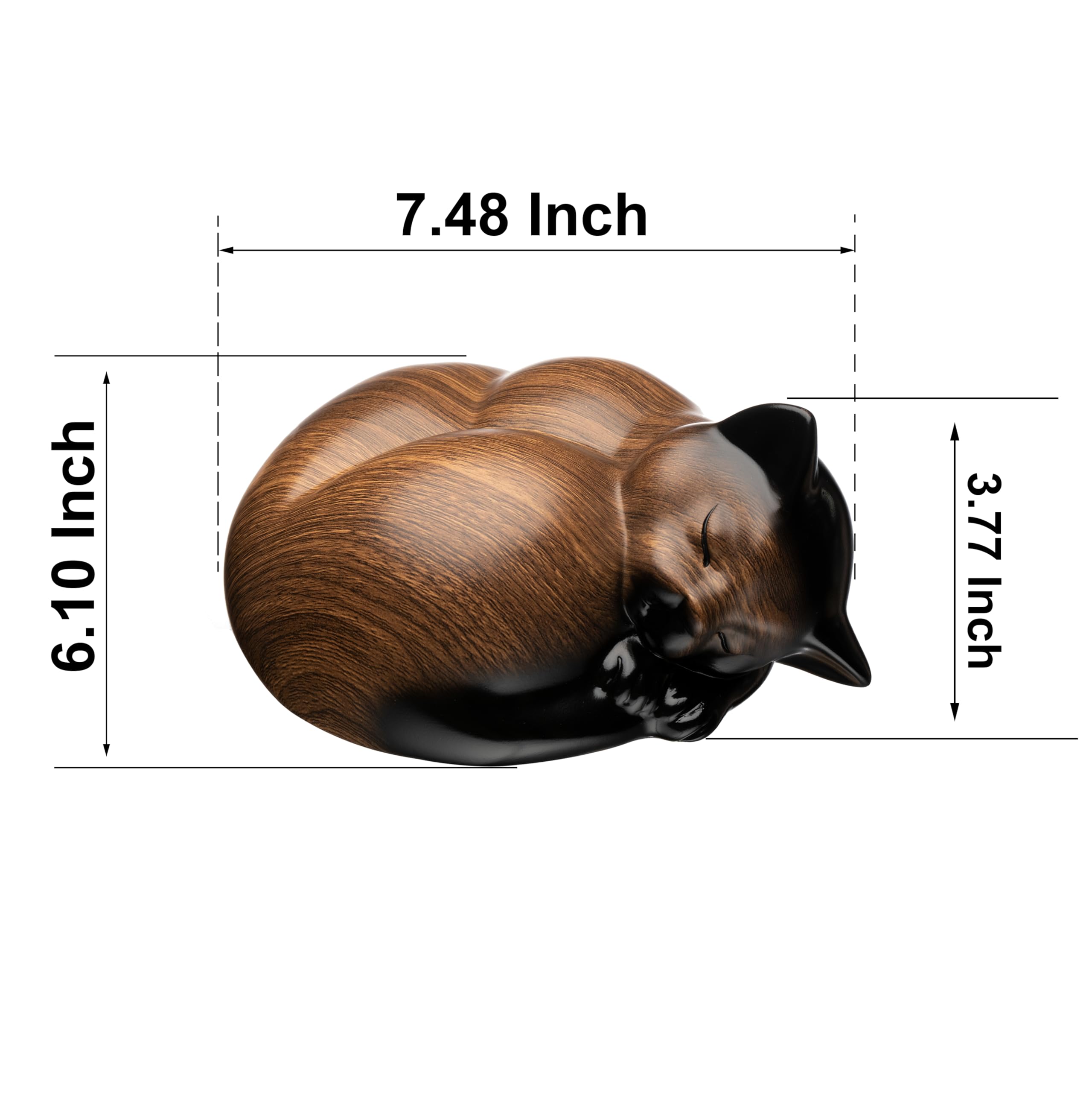 Kriss Art Pet Urns,Sleeping Resin Cremation Cat Urn, Cat Urns For Ashes, Small Animal Urn (Black Walnut)